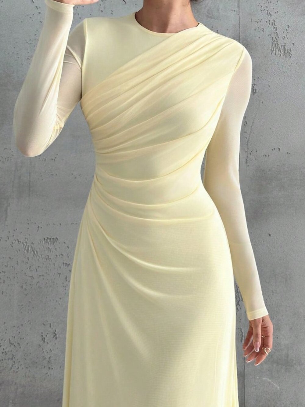 Light Yellow Elegant Women's Maxi Dress - Picture 5 of 7